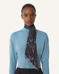Grey Leopard Print Silk Twilly | Lanvin Women
