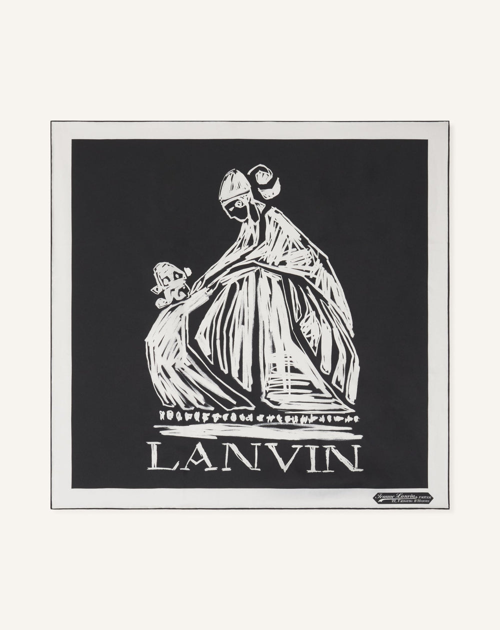Grey Mother & Child Printed Silk Scarf | Lanvin Women