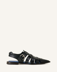 Sandale À Bout Pointu En Cuir Black | Lanvin Men