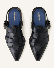 Sandale À Bout Pointu En Cuir Black | Lanvin Men