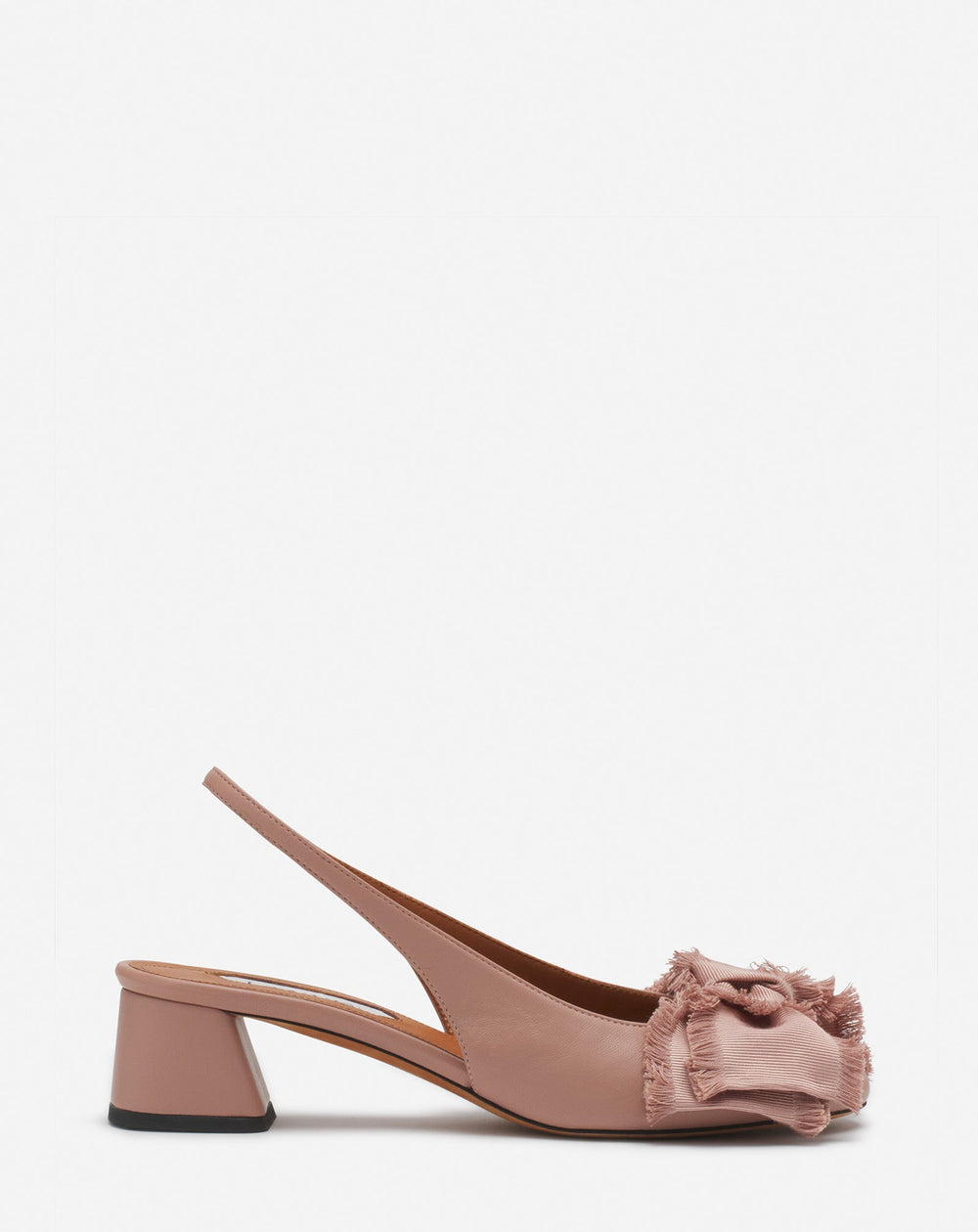 Pink Leather Heeled Slingback Ballerina | Lanvin Women