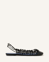 Ballerine Slingback Tressée En Cuir Black | Lanvin Women