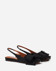 Black Slingback Ballerina Flat In Satin | Lanvin Women