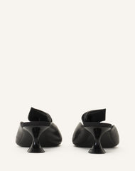 Black Midnight Step Bow Leather Mule With Heel | Lanvin Women