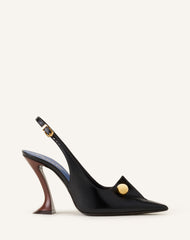 Escarpin Slingback En Cuir Avec Piercing Black | Lanvin Women