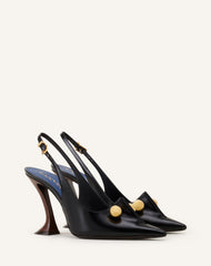 Escarpin Slingback En Cuir Avec Piercing Black | Lanvin Women
