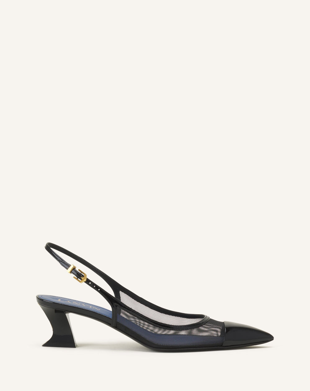 Slingback Nocturne En Mesh Et Cuir Patent Black | Lanvin Women