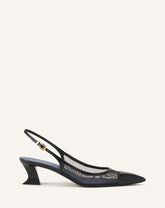 Slingback Nocturne En Mesh Et Cuir Patent Black | Lanvin Women