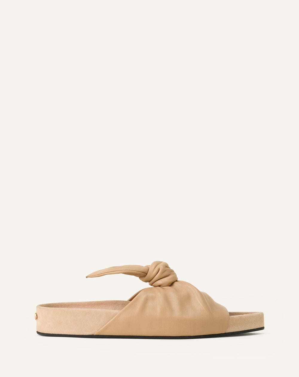 Mule Plate À Noeud Cuir Beige | Lanvin Women
