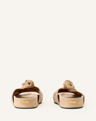 Mule Plate À Noeud Cuir Beige | Lanvin Women