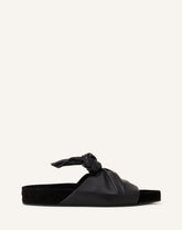 Mule Plate À Noeud Cuir Black | Lanvin Women