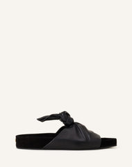 Mule Plate À Noeud Cuir Black | Lanvin Women