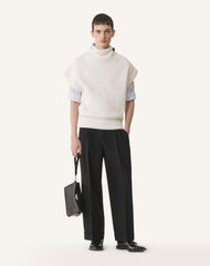 Black Compagnon Asymmetrical Leather Clutch Bag | Lanvin Women