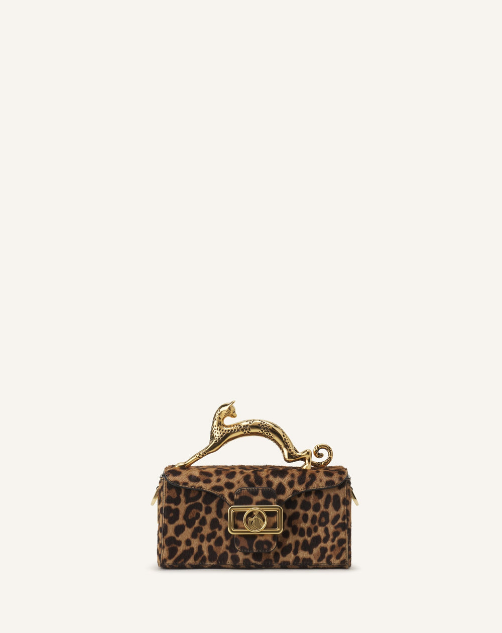 Sac Boîte Nano Avec Poignée Chat Imprimé Léopard Beige | Lanvin Women