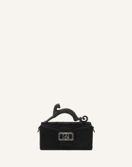 Black Pencil Cat Nano Leather Bag With Pony Effect And Rhinestones | Lanvin Women