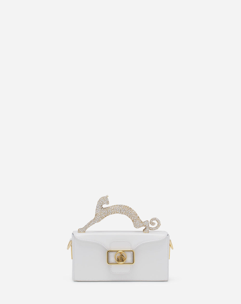 White Pencil Cat Bag In Leather And Rhinestones | Lanvin Women