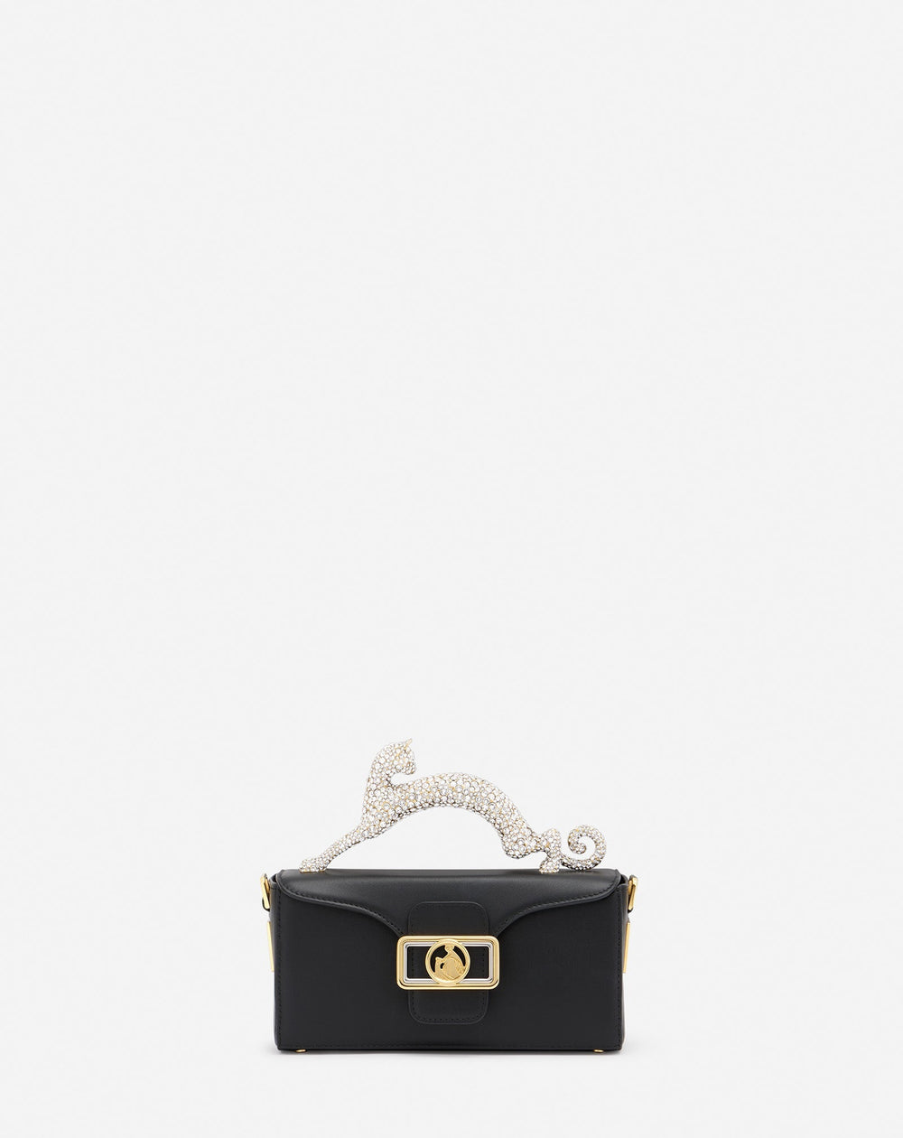 Black Nano Pencil Cat Bag In Leather And Rhinestone | Lanvin Women