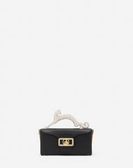 Black Nano Pencil Cat Bag In Leather And Rhinestone | Lanvin Women