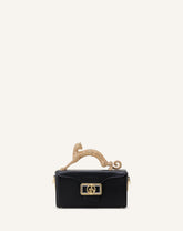 Black Leather Nano Pencil Cat Bag With Rhinestones | Lanvin Women