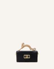 Black Leather Nano Pencil Cat Bag With Rhinestones | Lanvin Women