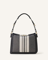 Grey Compagnon Asymetrical Shoulder Bag In Striped Canvas | Lanvin Women