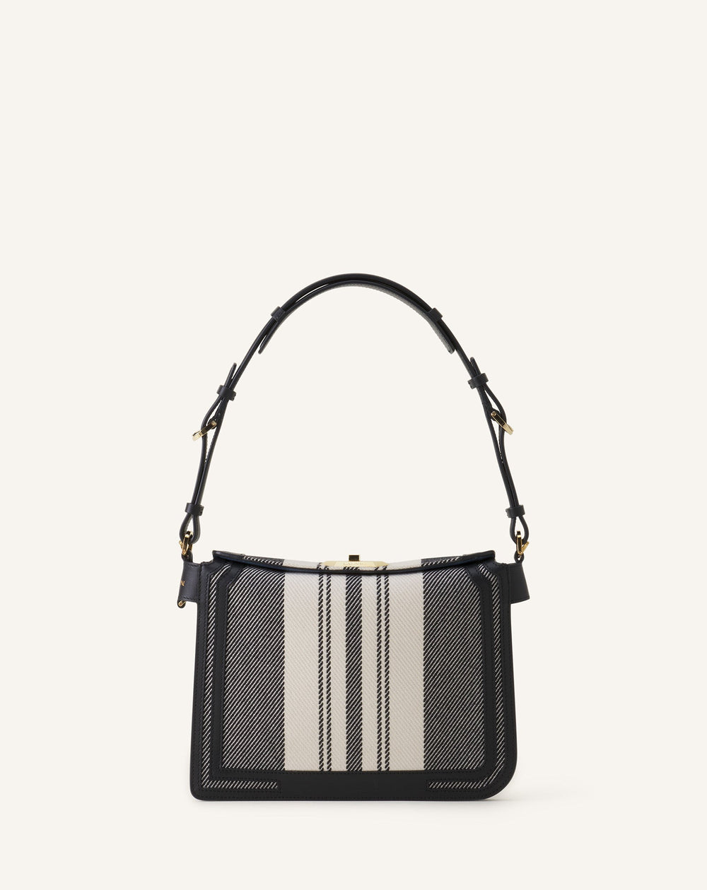 Grey Compagnon Small Asymmetrical Bag In Striped Canvas | Lanvin Women