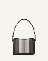 Grey Compagnon Small Asymmetrical Bag In Striped Canvas | Lanvin Women