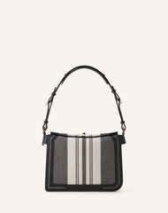 Grey Compagnon Small Asymmetrical Bag In Striped Canvas | Lanvin Women