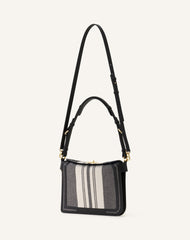 Grey Compagnon Small Asymmetrical Bag In Striped Canvas | Lanvin Women