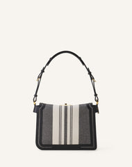 Grey Compagnon Small Asymmetrical Bag In Striped Canvas | Lanvin Women
