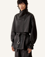 Blouson Col Montant En Cuir Black | Lanvin Women