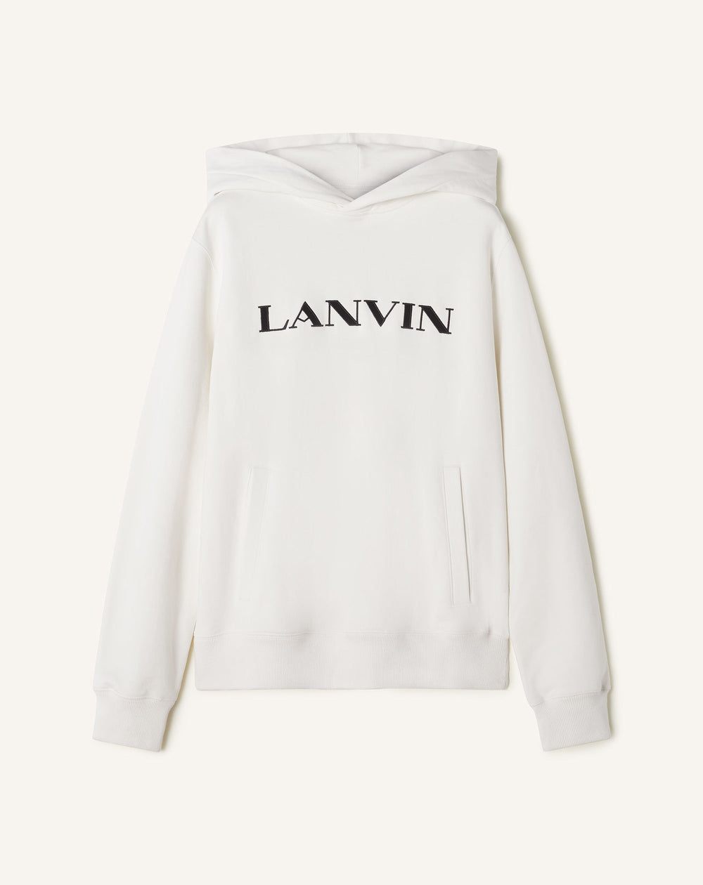 White Lanvin Embroidered Cotton Hoodie | Lanvin Men