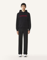 Black Lanvin Embroidered Cotton Hoodie | Lanvin Men