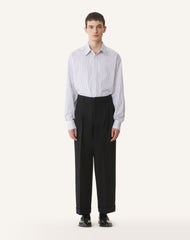 White Oversized Striped Cotton Poplin Shirt | Lanvin Men