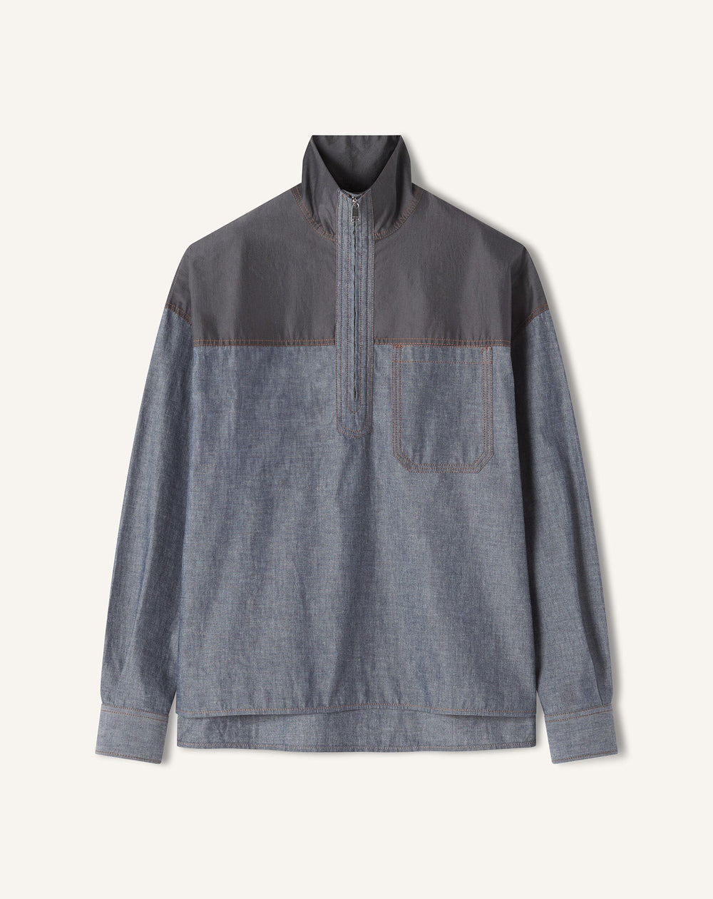 Haut Col Zippé En Chambray Blue | Lanvin Men