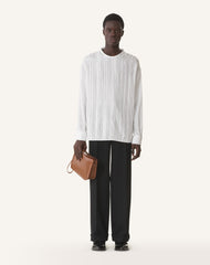 White Pleated Silk Top | Lanvin Men