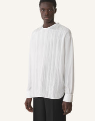 White Pleated Silk Top | Lanvin Men