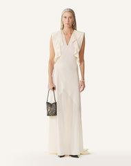 Robe Longue En Georgette De Soie White | Lanvin Women