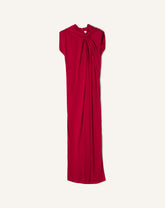 Red Long Knotted Dress In Satin | Lanvin Women