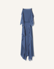Robe Maxi En Georgette De Soie Blue | Lanvin Women