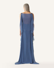 Robe Maxi En Georgette De Soie Blue | Lanvin Women