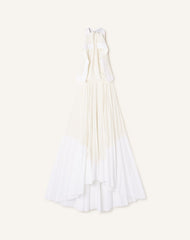 Robe Plissée En Charmeuse Et Coton White | Lanvin Women