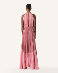 Robe Plissée En Charmeuse Et Coton Pink | Lanvin Women