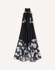Robe Plissée En Charmeuse Et Coton Imprimé Black | Lanvin Women