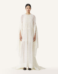White Long Dress In Plumetis Silk | Lanvin Women