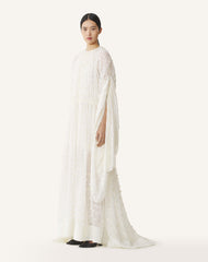 White Long Dress In Plumetis Silk | Lanvin Women