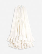 White Long Charmeuse Ruffle Dress | Lanvin Women