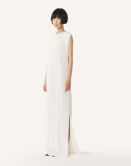 Robe Brodée En Charmeuse White | Lanvin Women