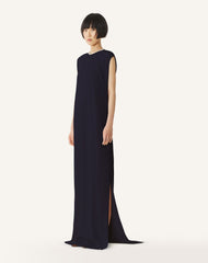 Robe Brodée En Charmeuse Blue | Lanvin Women
