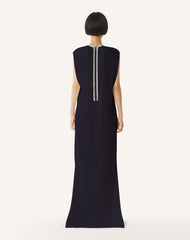 Robe Brodée En Charmeuse Blue | Lanvin Women
